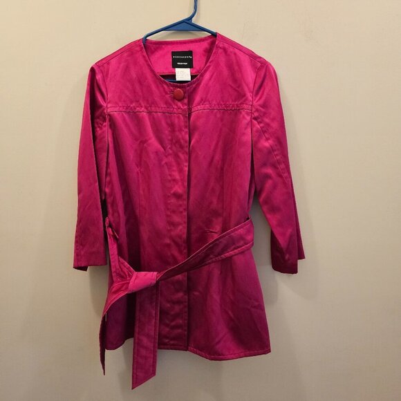 Doncaster Jackets & Blazers - Doncaster‎ Fuchsia Silk Blend Casual Belted Jacket Hidden Buttons Size 6